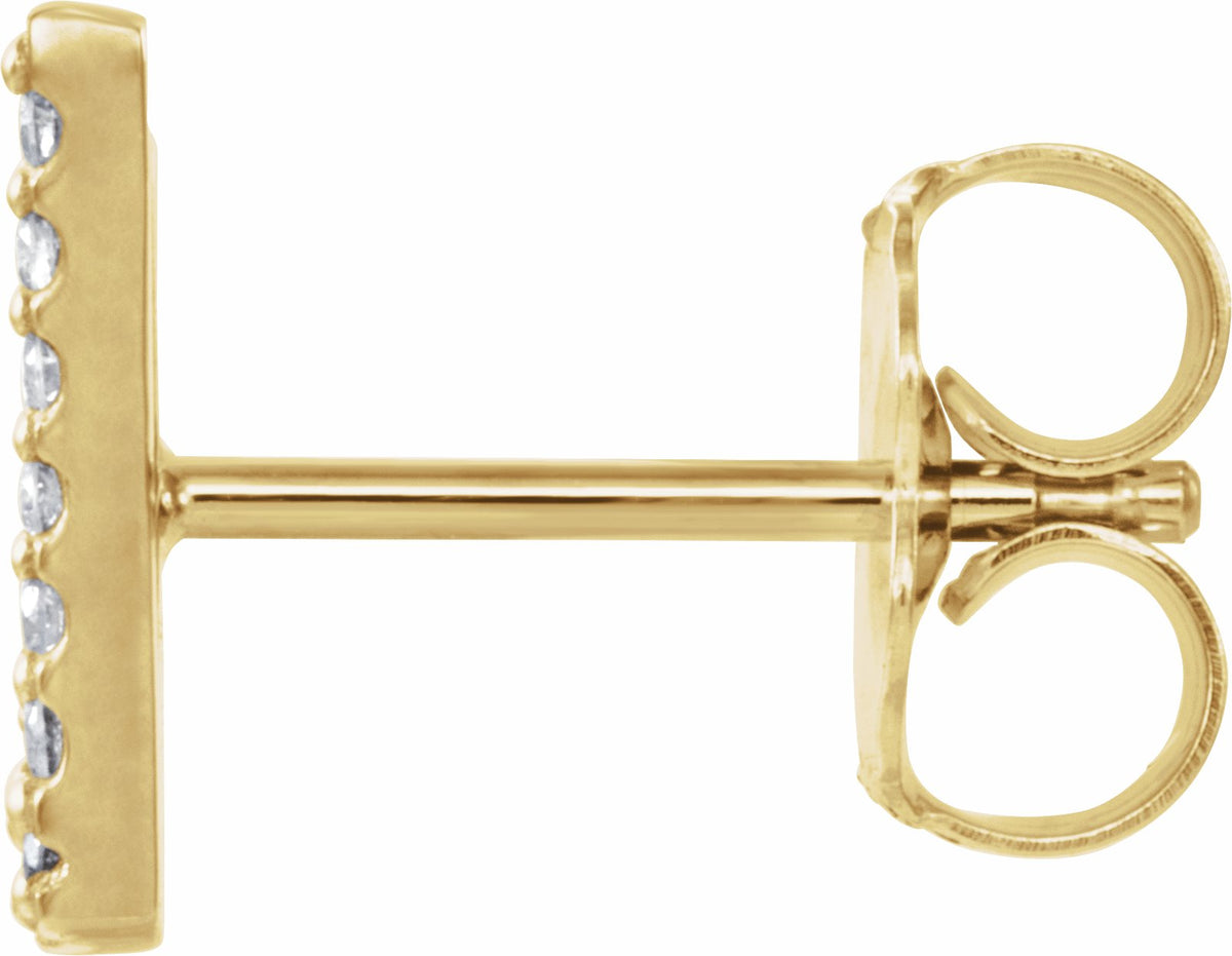 14K Yellow .03 CTW Diamond Single Initial V Earring