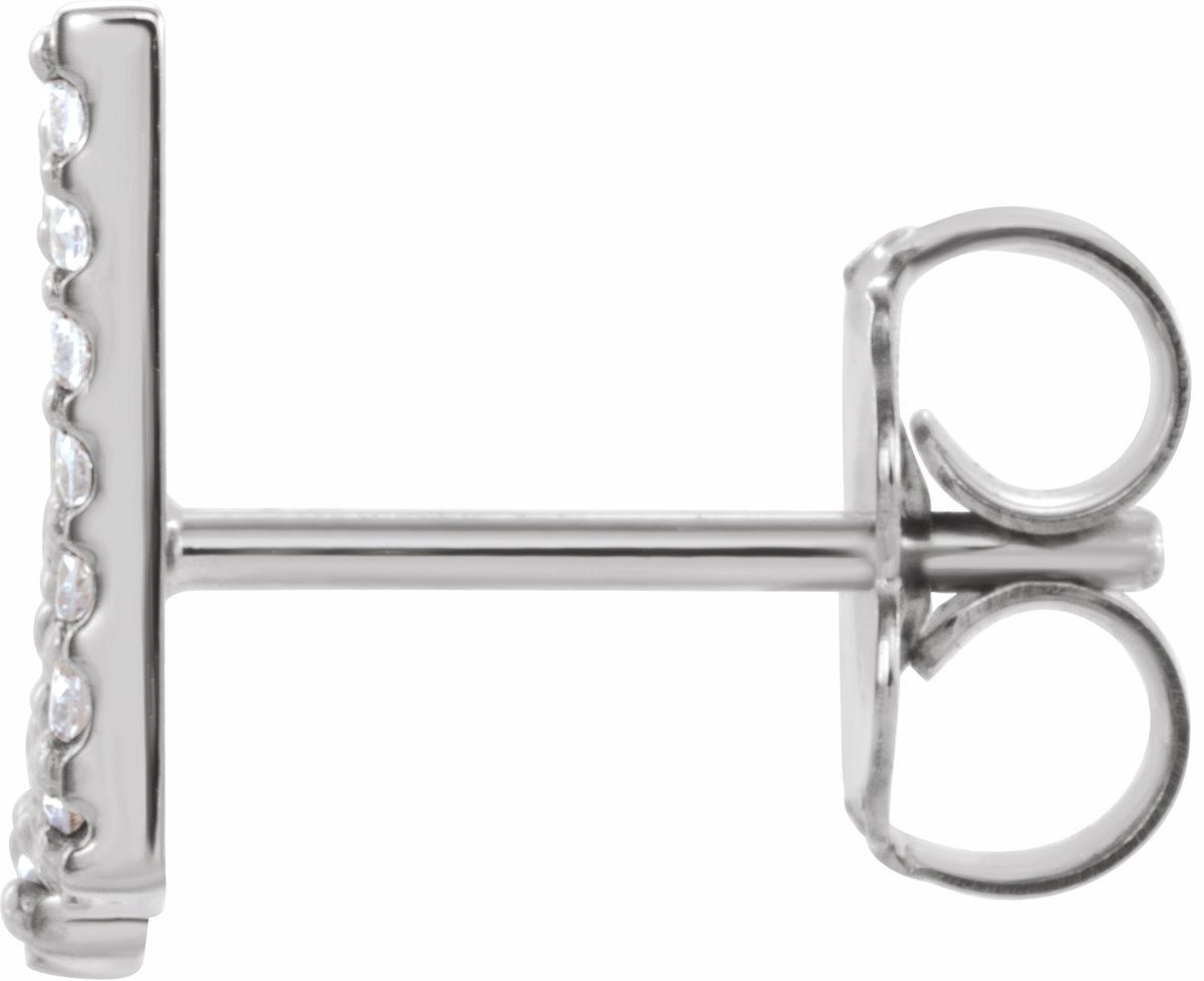 14K White .07 CTW Diamond Single Initial W Earring