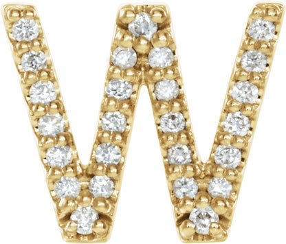 14K Yellow .07 CTW Diamond Single Initial W Earring