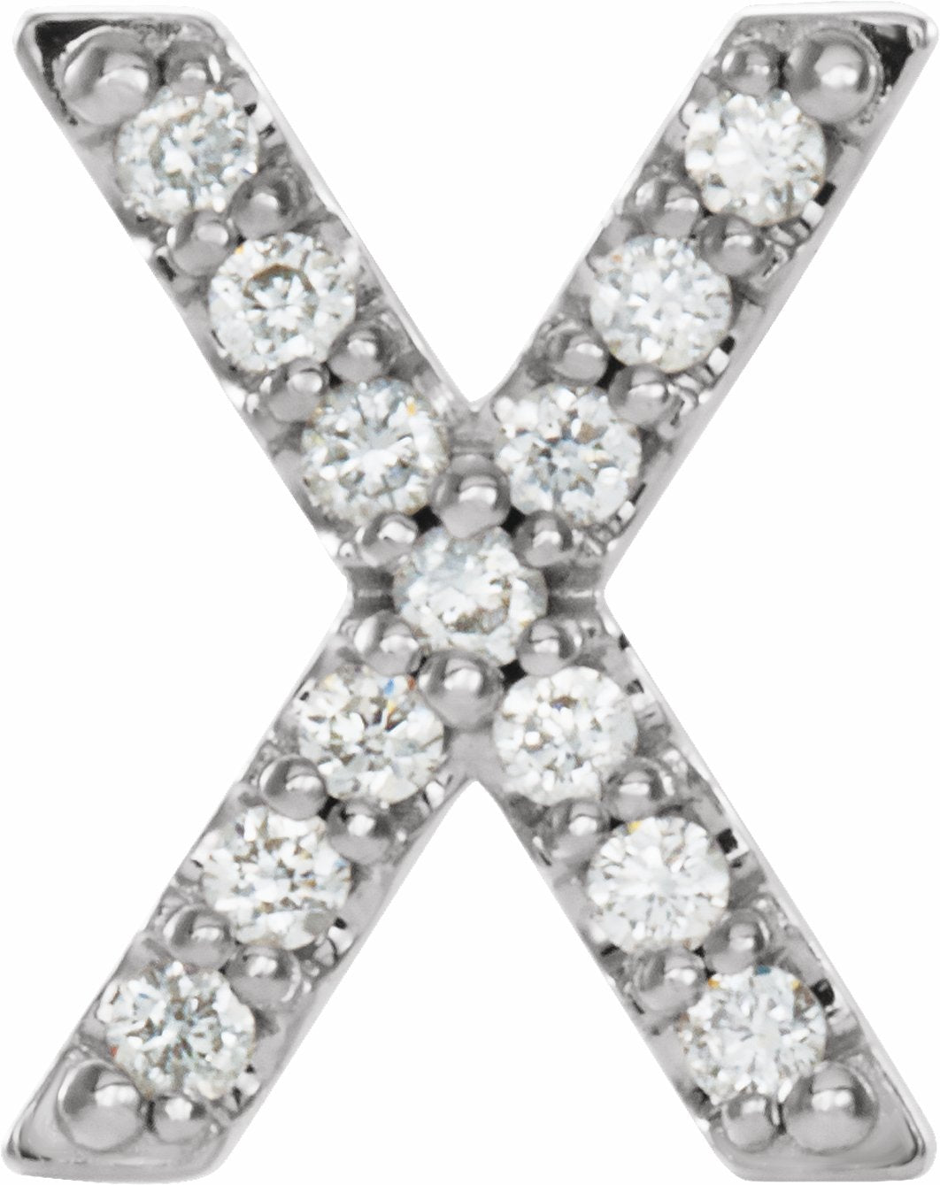 14K White .06 CTW Diamond Single Initial X Earring