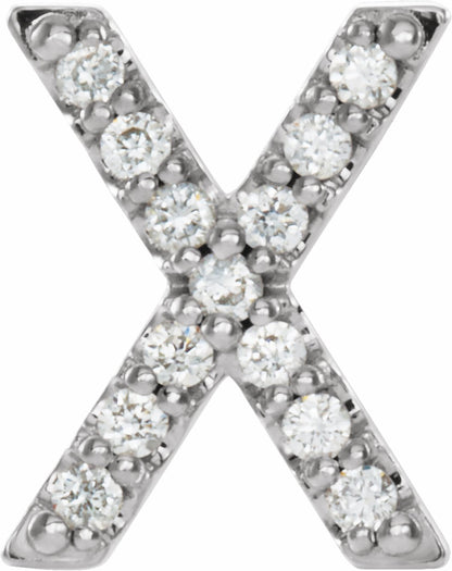 14K White .06 CTW Diamond Single Initial X Earring