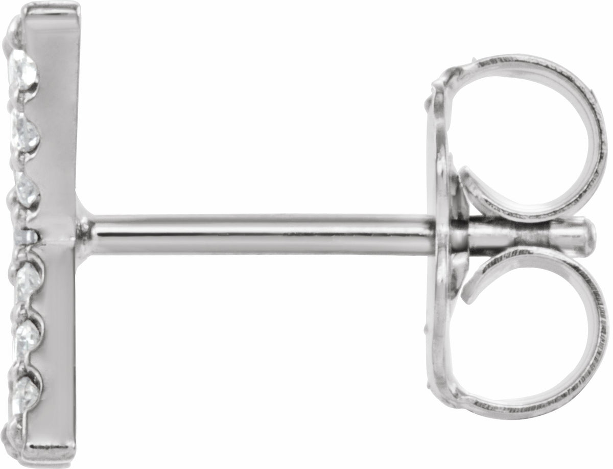 14K White .06 CTW Diamond Single Initial X Earring