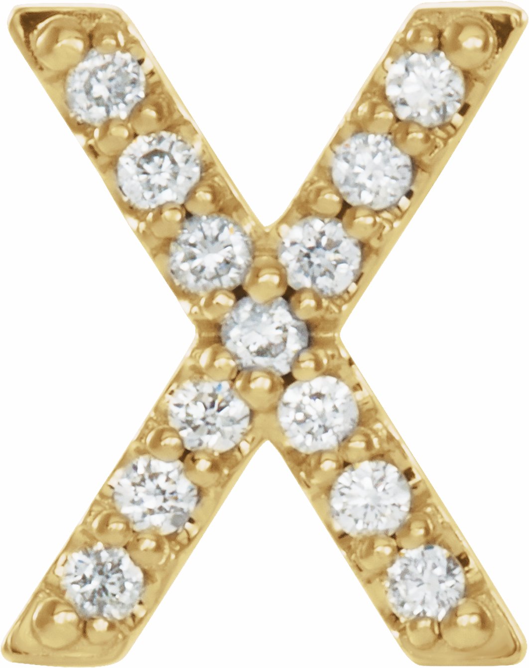 14K Yellow .06 CTW Diamond Single Initial X Earring