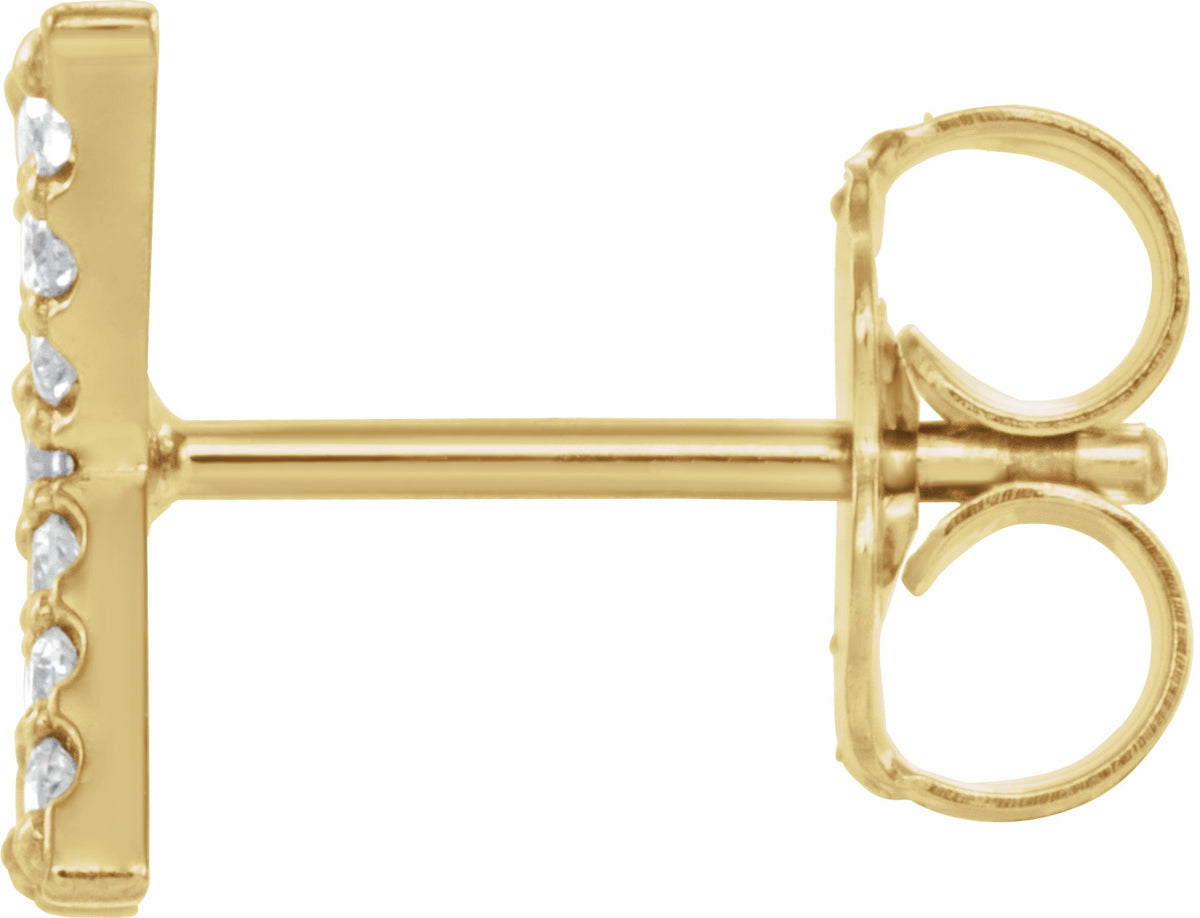 14K Yellow .06 CTW Diamond Single Initial X Earring