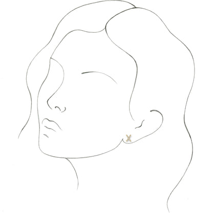 14K Yellow .06 CTW Diamond Single Initial X Earring