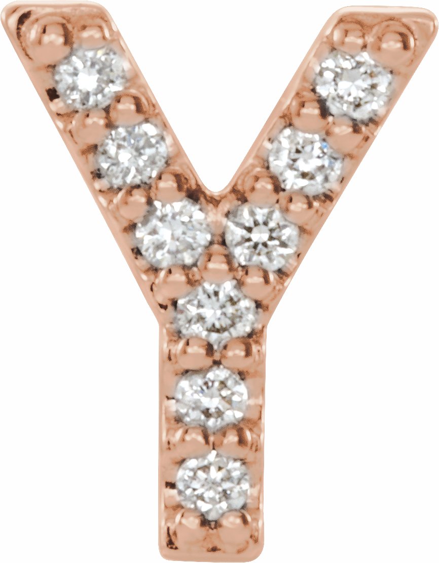 14K Rose .04 CTW Diamond Single Initial Y Earring
