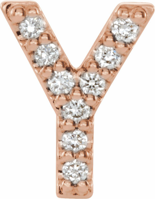 14K Rose .04 CTW Diamond Single Initial Y Earring