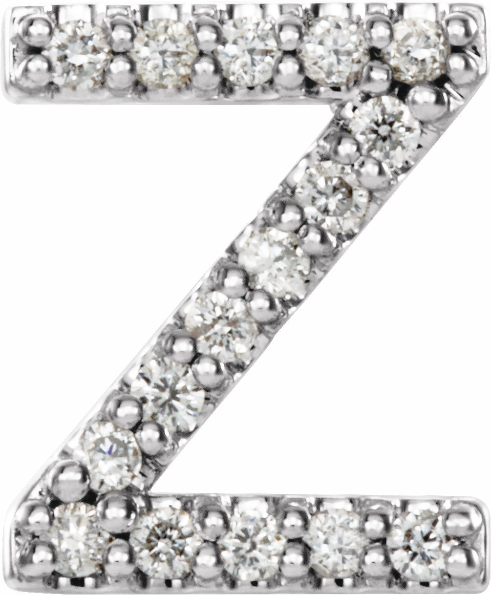 14K White .06 CTW Diamond Single Initial Z Earring