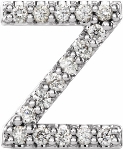 14K White .06 CTW Diamond Single Initial Z Earring