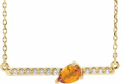 14K Yellow Citrine & 1/10 CTW Diamond 18 Necklace