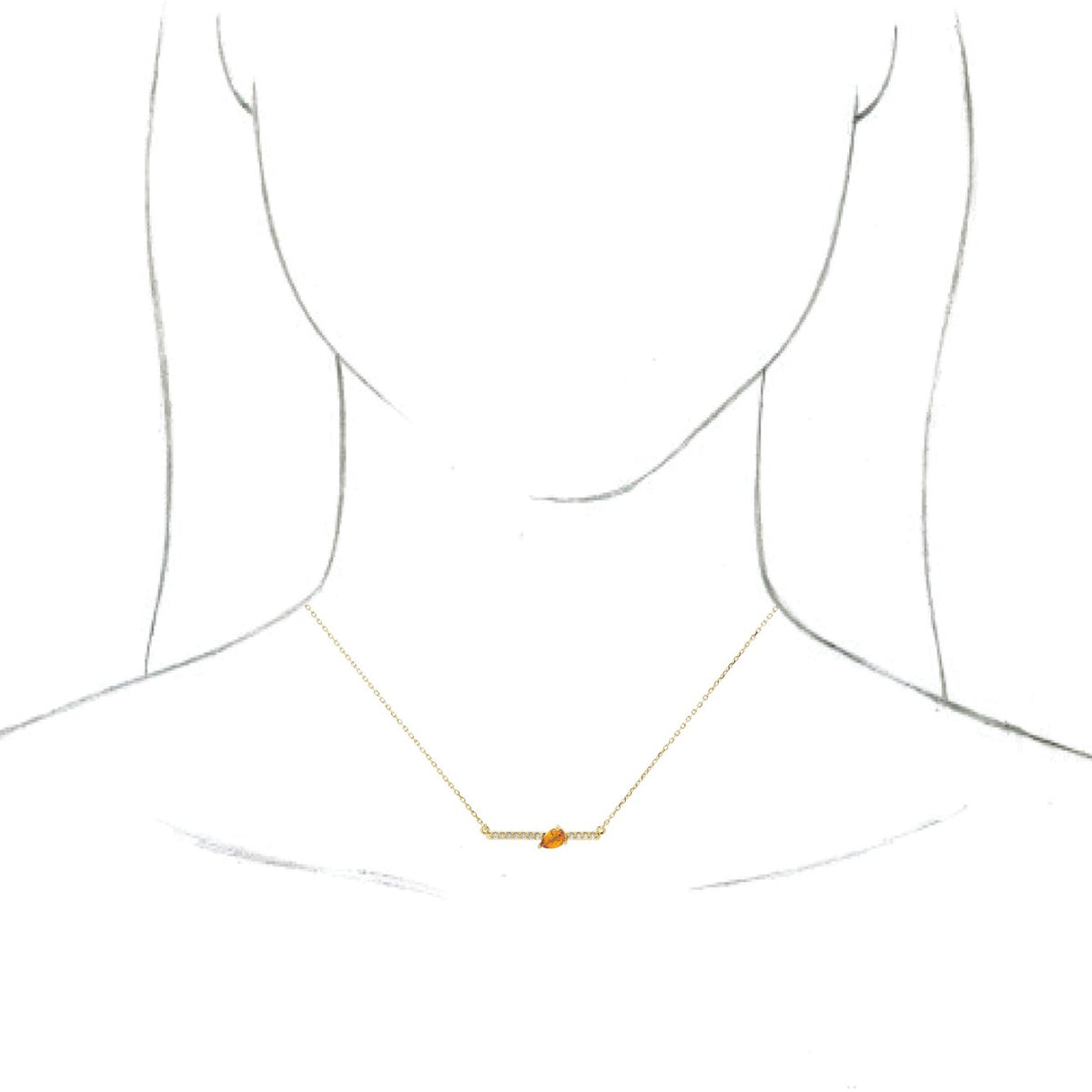 14K Yellow Citrine & 1/10 CTW Diamond 18 Necklace