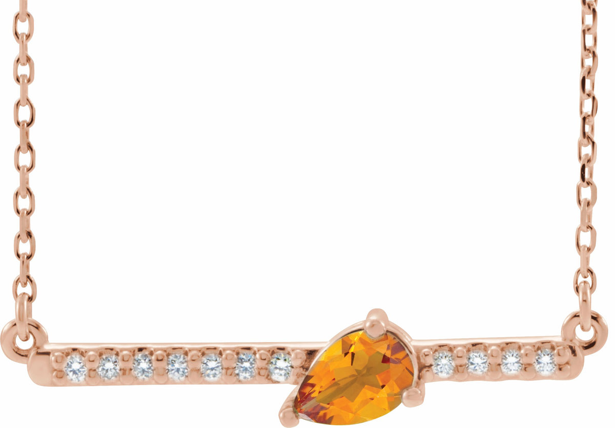 14K Rose Citrine & 1/10 CTW Diamond 18 Necklace
