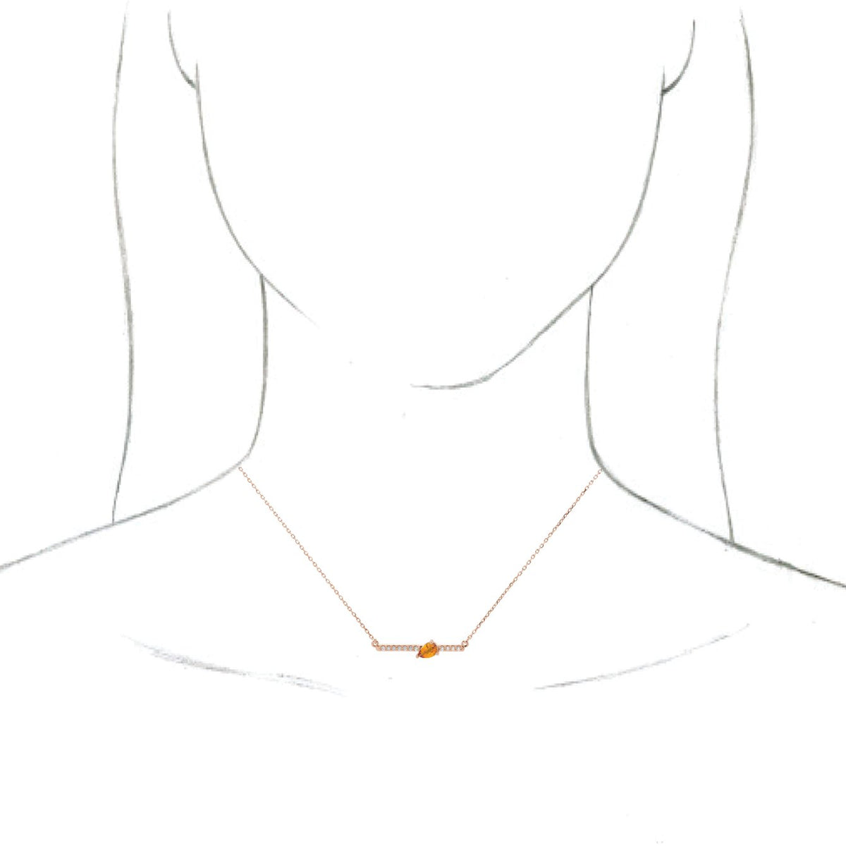 14K Rose Citrine & 1/10 CTW Diamond 18 Necklace