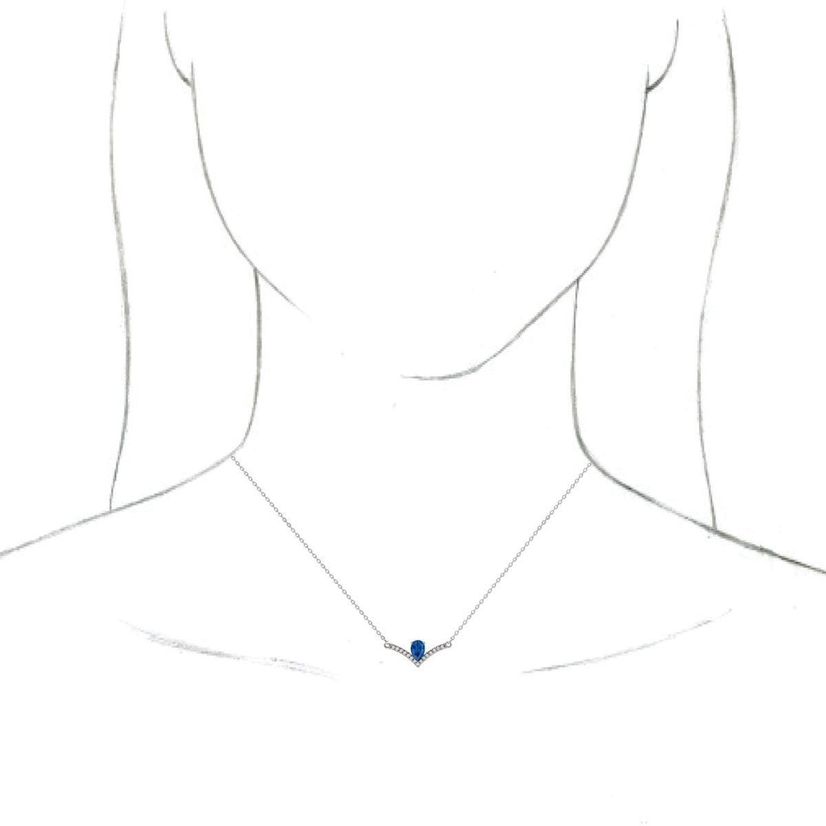 14K White Blue Sapphire & .06 CTW Diamond 18 Necklace