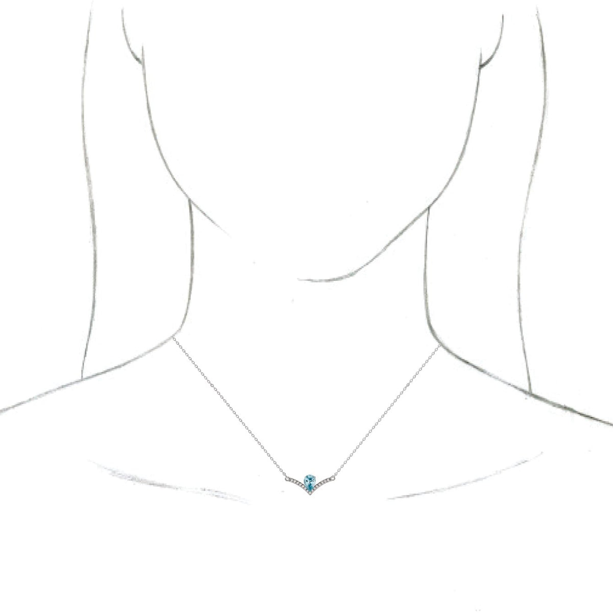 14K White Blue Zircon & .06 CTW Diamond 18 Necklace