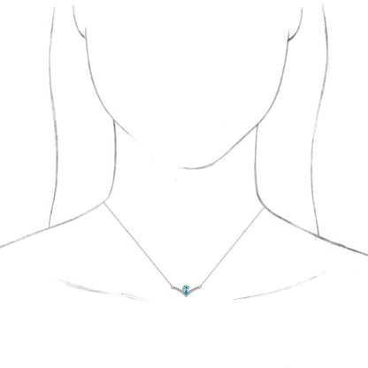 14K White Blue Zircon & .06 CTW Diamond 18 Necklace