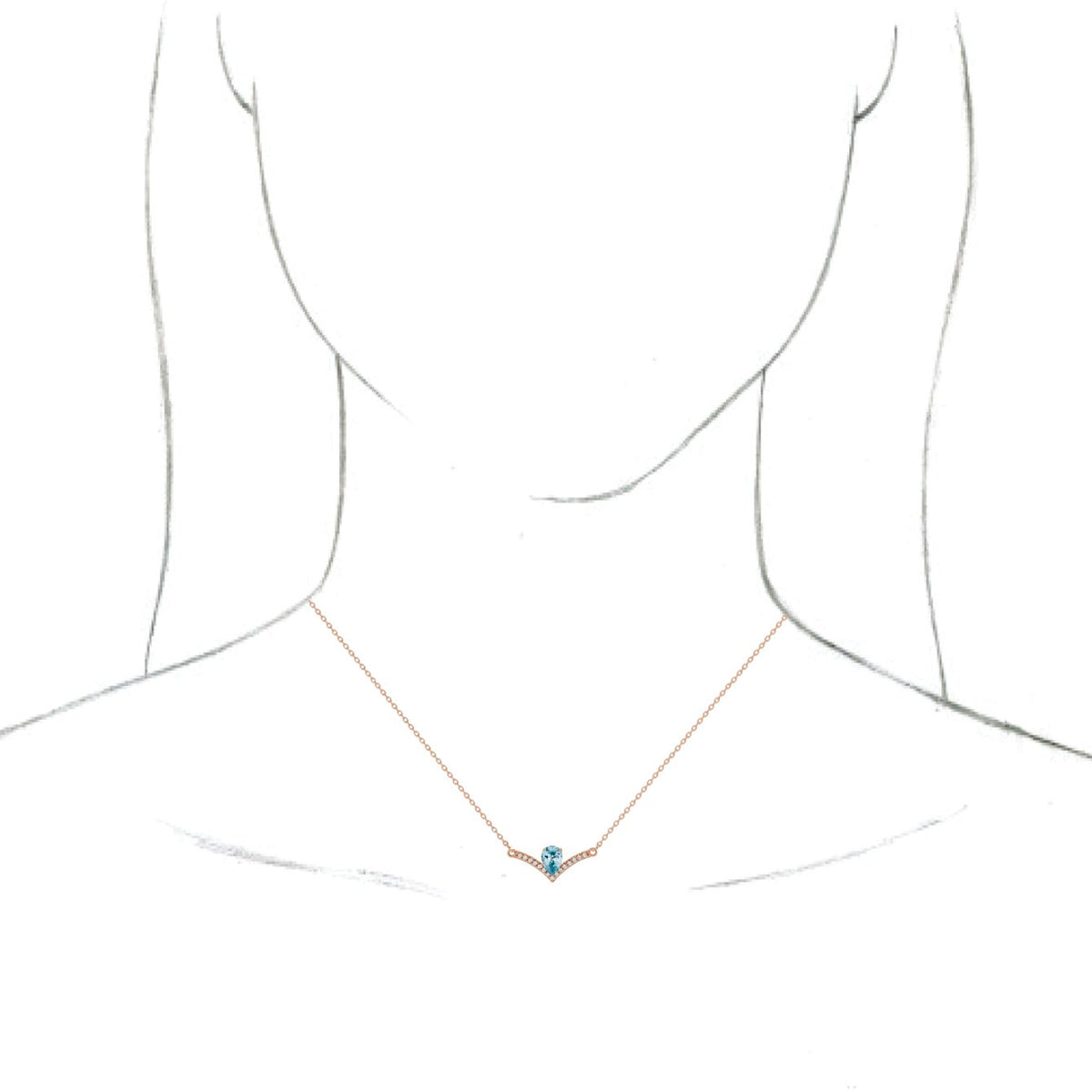 14K Rose Blue Zircon & .06 CTW Diamond 18 Necklace