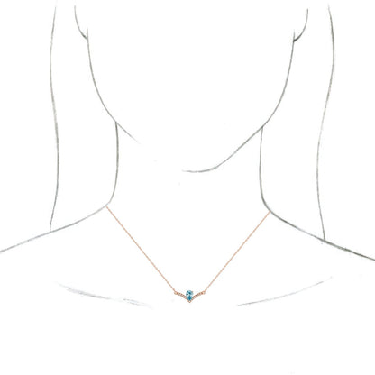 14K Rose Blue Zircon & .06 CTW Diamond 18 Necklace