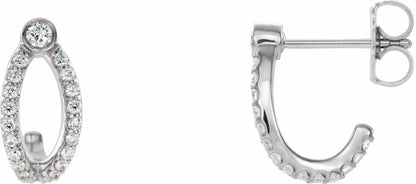 14K White 1/3 CTW Diamond J-Hoop Earrings