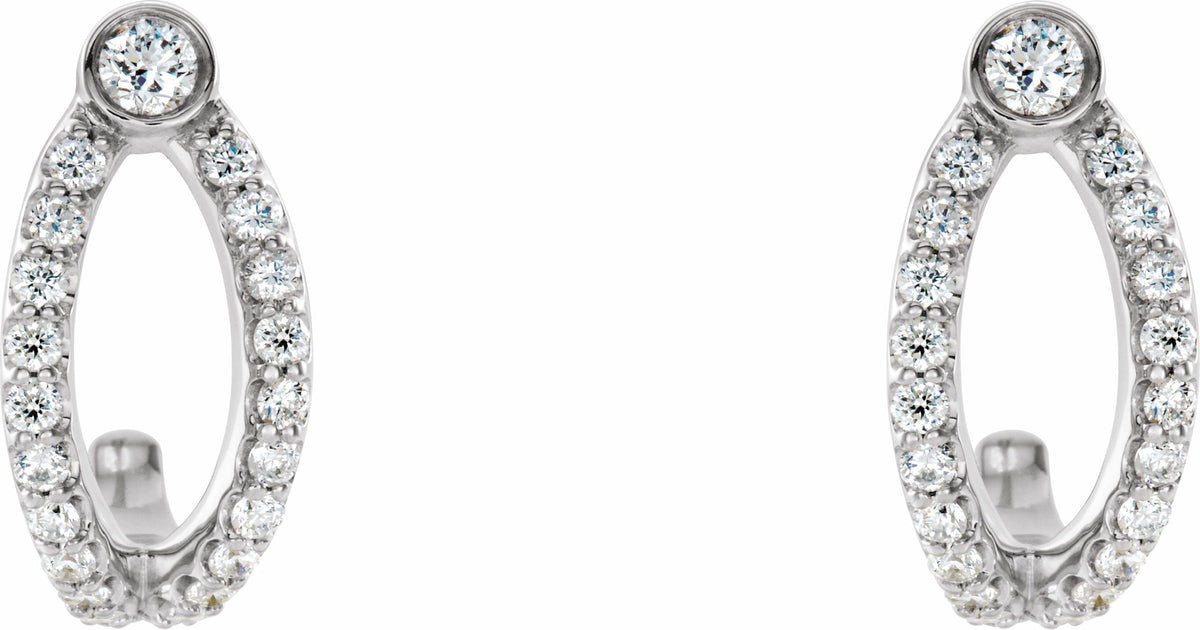 14K White 1/3 CTW Diamond J-Hoop Earrings