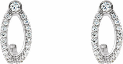 14K White 1/3 CTW Diamond J-Hoop Earrings