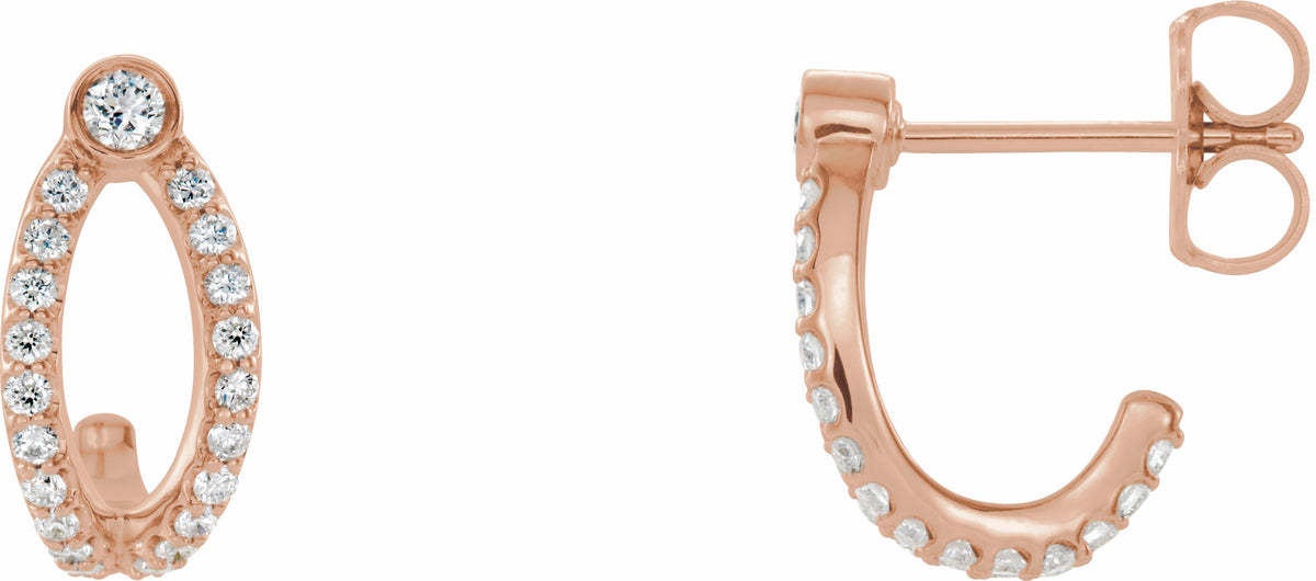 14K Rose 1/3 CTW Diamond J-Hoop Earrings