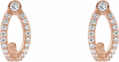 14K Rose 1/3 CTW Diamond J-Hoop Earrings