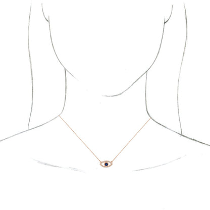 14K Rose Blue Sapphire & White Sapphire Evil Eye 18 Necklace