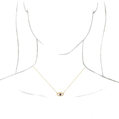 14K Rose Emerald & White Sapphire Evil Eye 18 Necklace