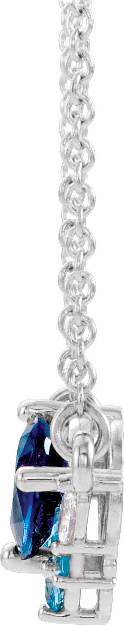 14K White Multi-Gemstone & .06 CTW Diamond 18 Necklace