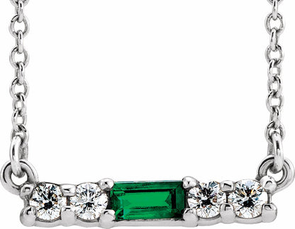14K White Emerald & 1/5 CTW Diamond 18 Necklace