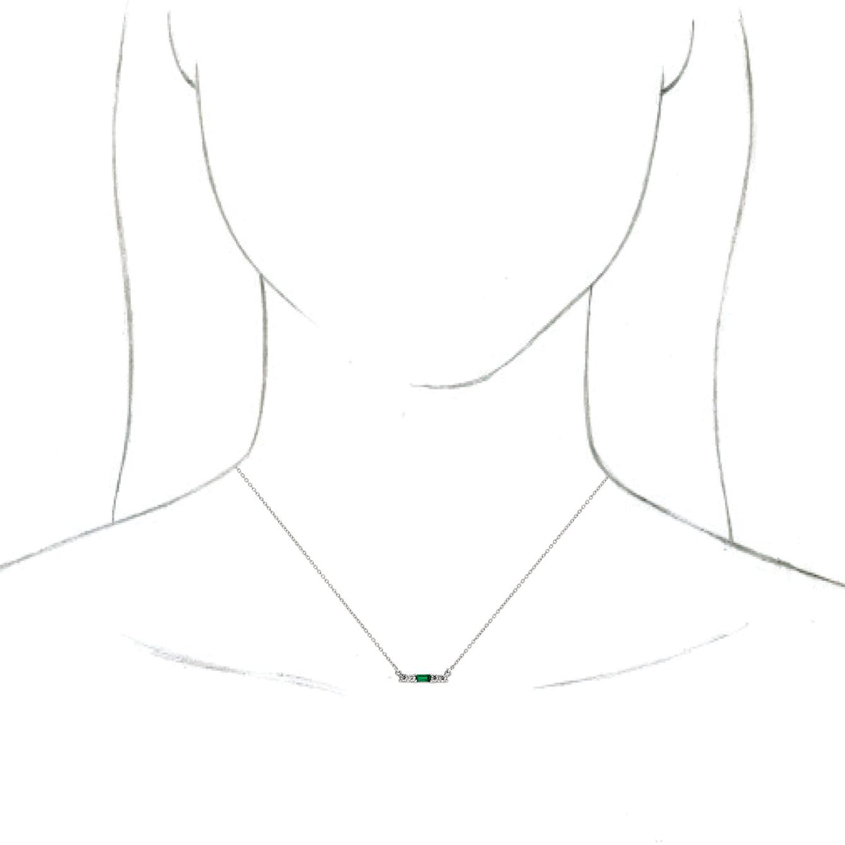14K White Emerald & 1/5 CTW Diamond 18 Necklace