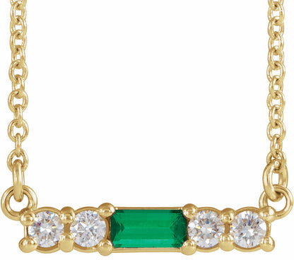 14K Yellow Emerald & 1/5 CTW Diamond 18 Necklace