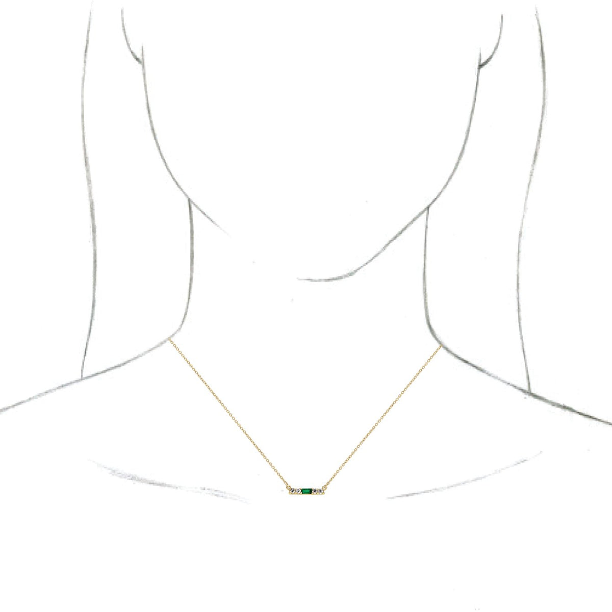 14K Yellow Emerald & 1/5 CTW Diamond 18 Necklace