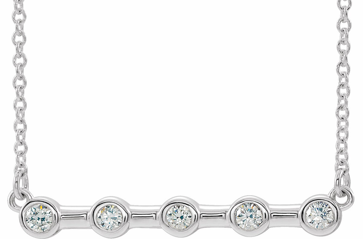 14K White 1/6 CTW Diamond Bezel-Set Bar 16 Necklace