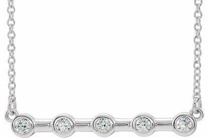 14K White 1/6 CTW Diamond Bezel-Set Bar 16 Necklace