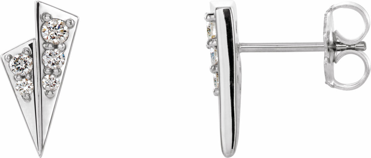 14K White 1/6 CTW Diamond Geometric Earrings