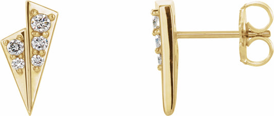 14K Yellow 1/6 CTW Diamond Geometric Earrings