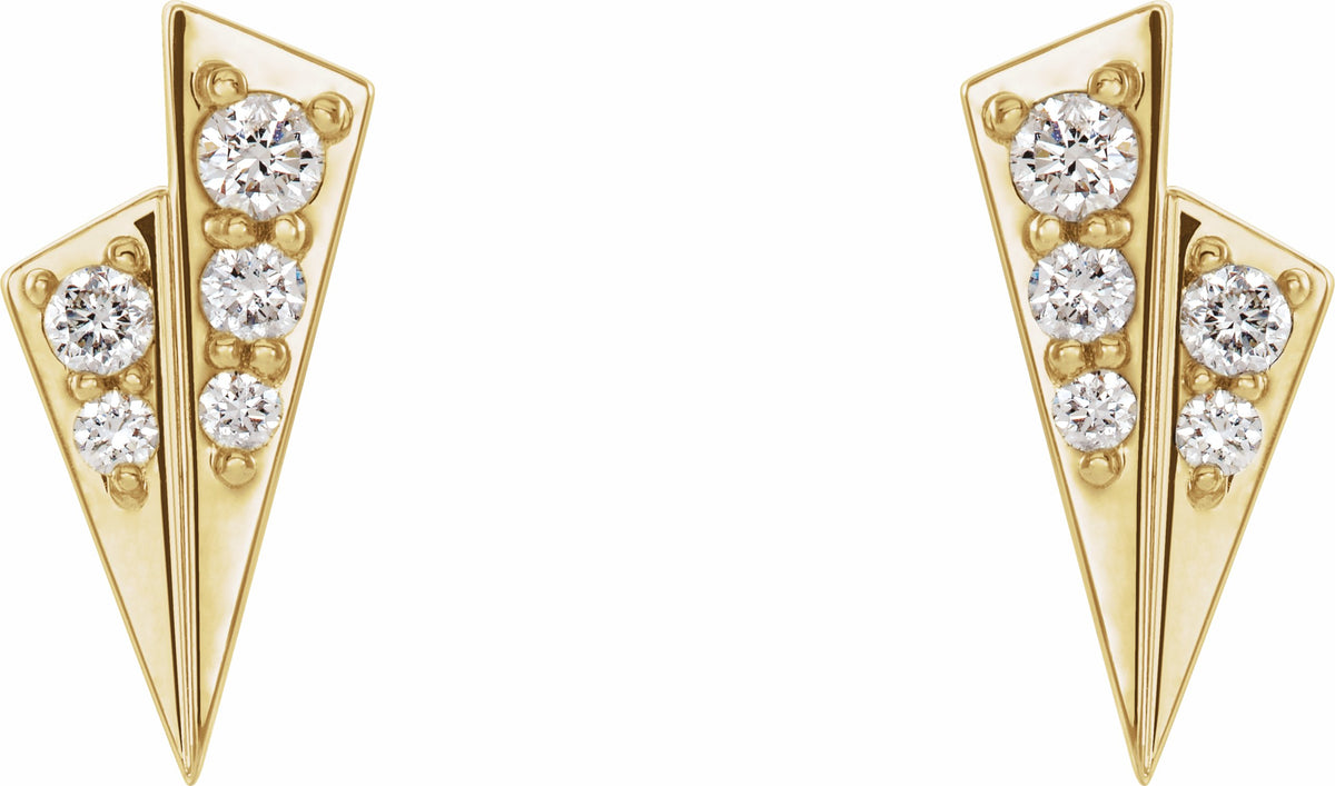 14K Yellow 1/6 CTW Diamond Geometric Earrings