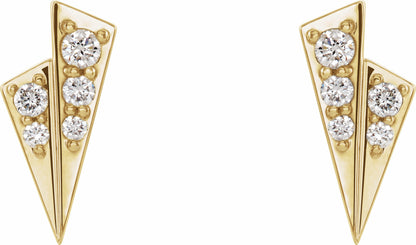 14K Yellow 1/6 CTW Diamond Geometric Earrings