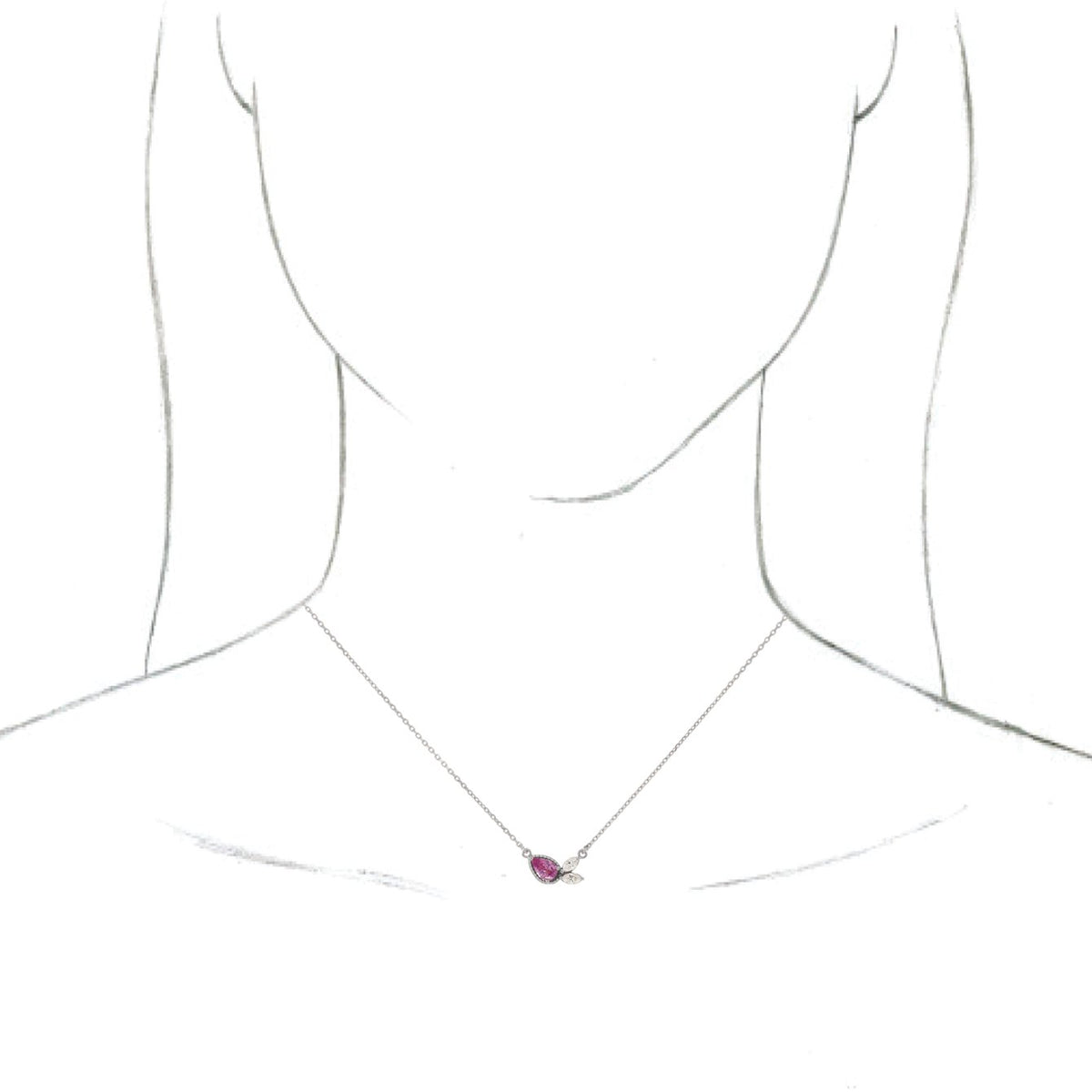 14K White Pink Sapphire & 1/6 CTW Diamond 16 Necklace