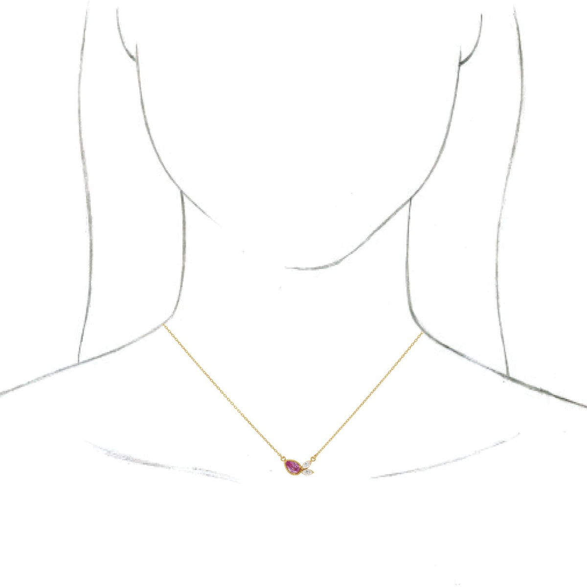 14K Yellow Pink Sapphire & 1/6 CTW Diamond 18 Necklace
