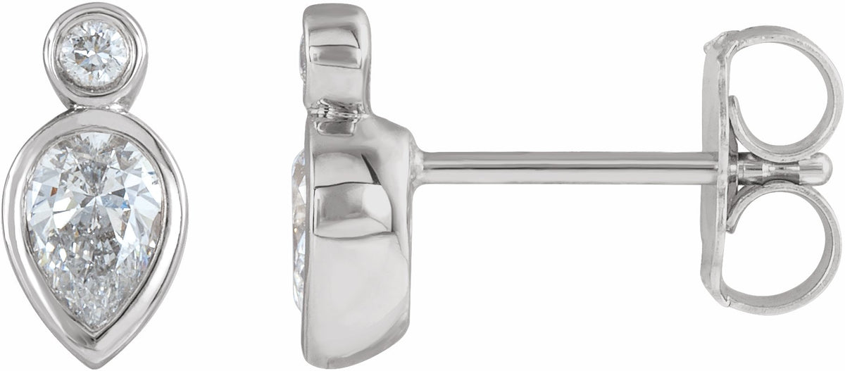 14K White 1/3 CTW Diamond Bezel-Set Earrings