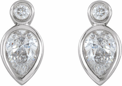 14K White 1/3 CTW Diamond Bezel-Set Earrings