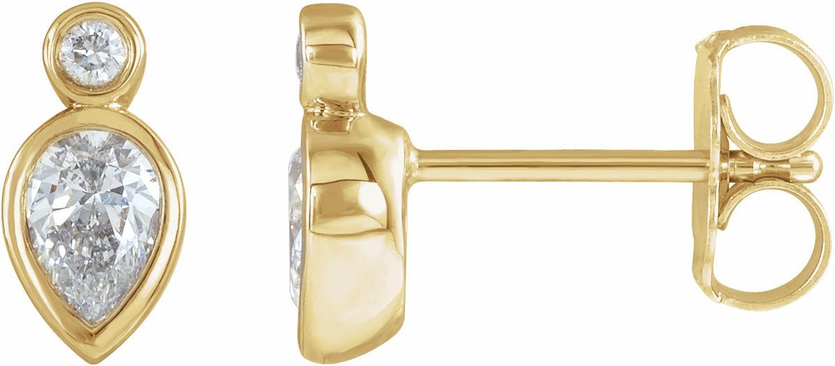 14K Yellow 1/3 CTW Diamond Bezel-Set Earrings