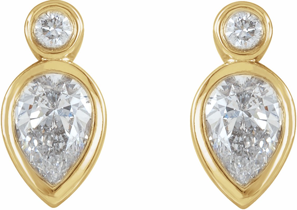 14K Yellow 1/3 CTW Diamond Bezel-Set Earrings