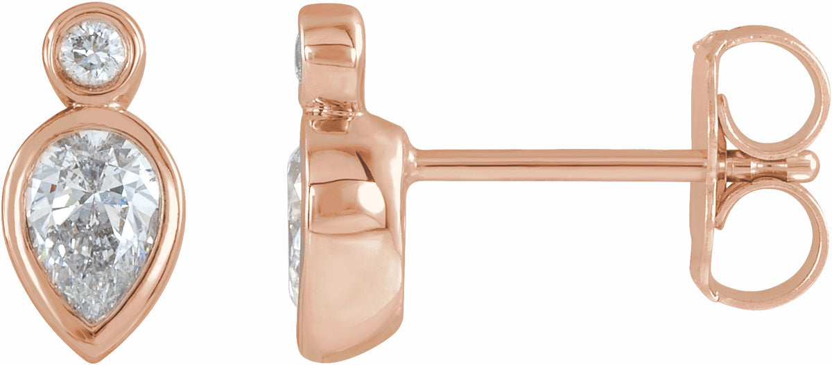 14K Rose 1/3 CTW Diamond Bezel-Set Earrings