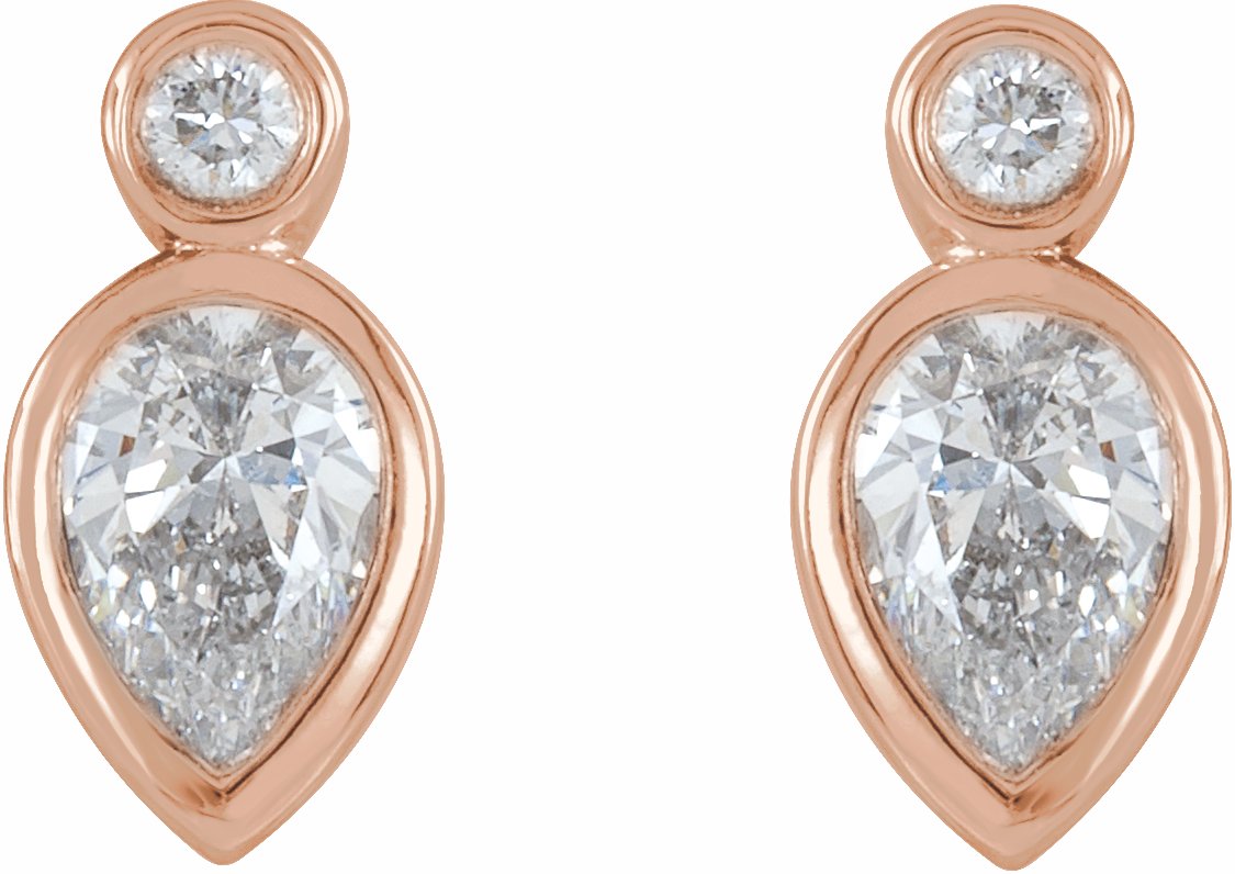14K Rose 1/3 CTW Diamond Bezel-Set Earrings