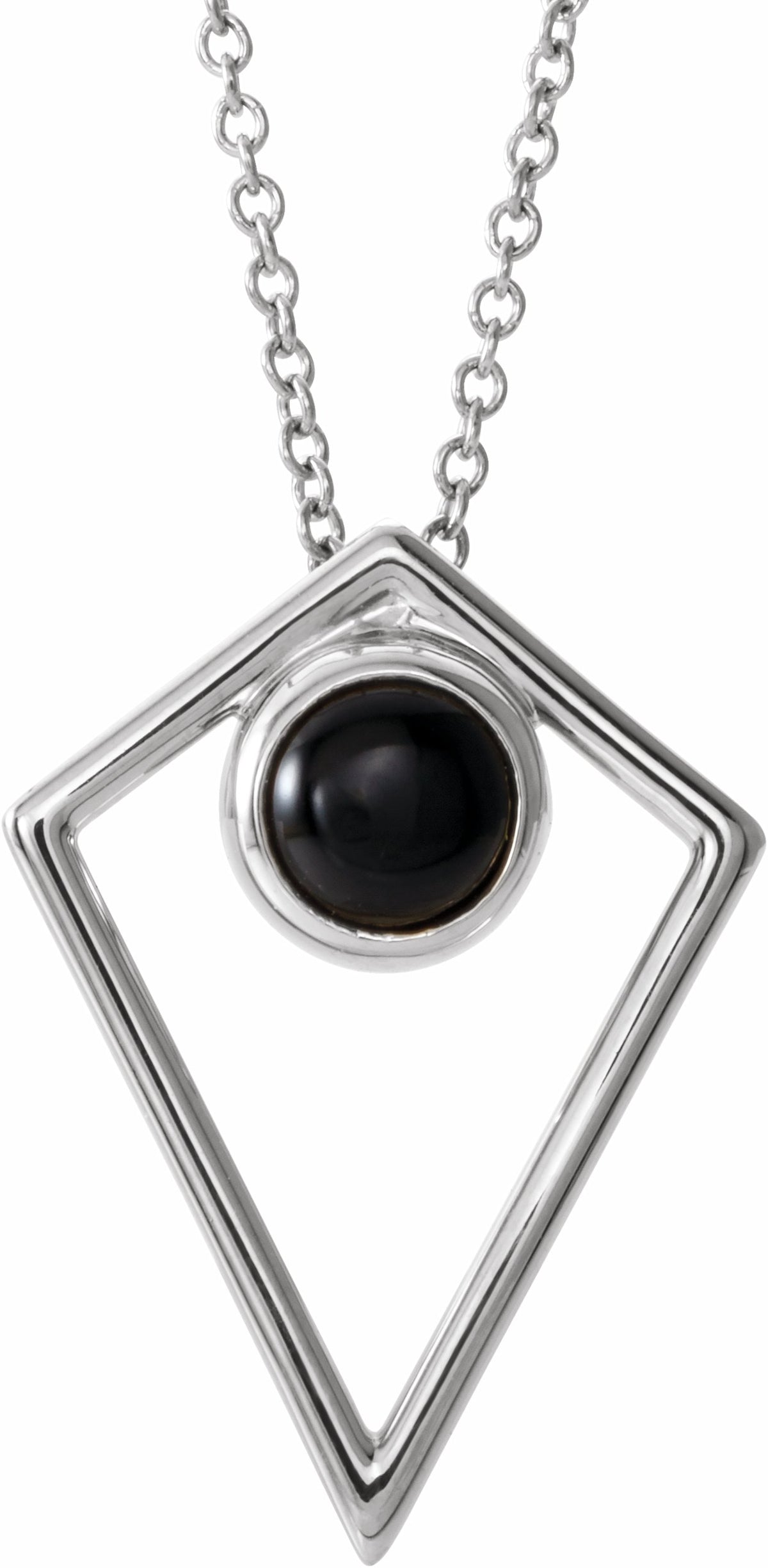 14K White Onyx Cabochon Pyramid 16-18 Necklace