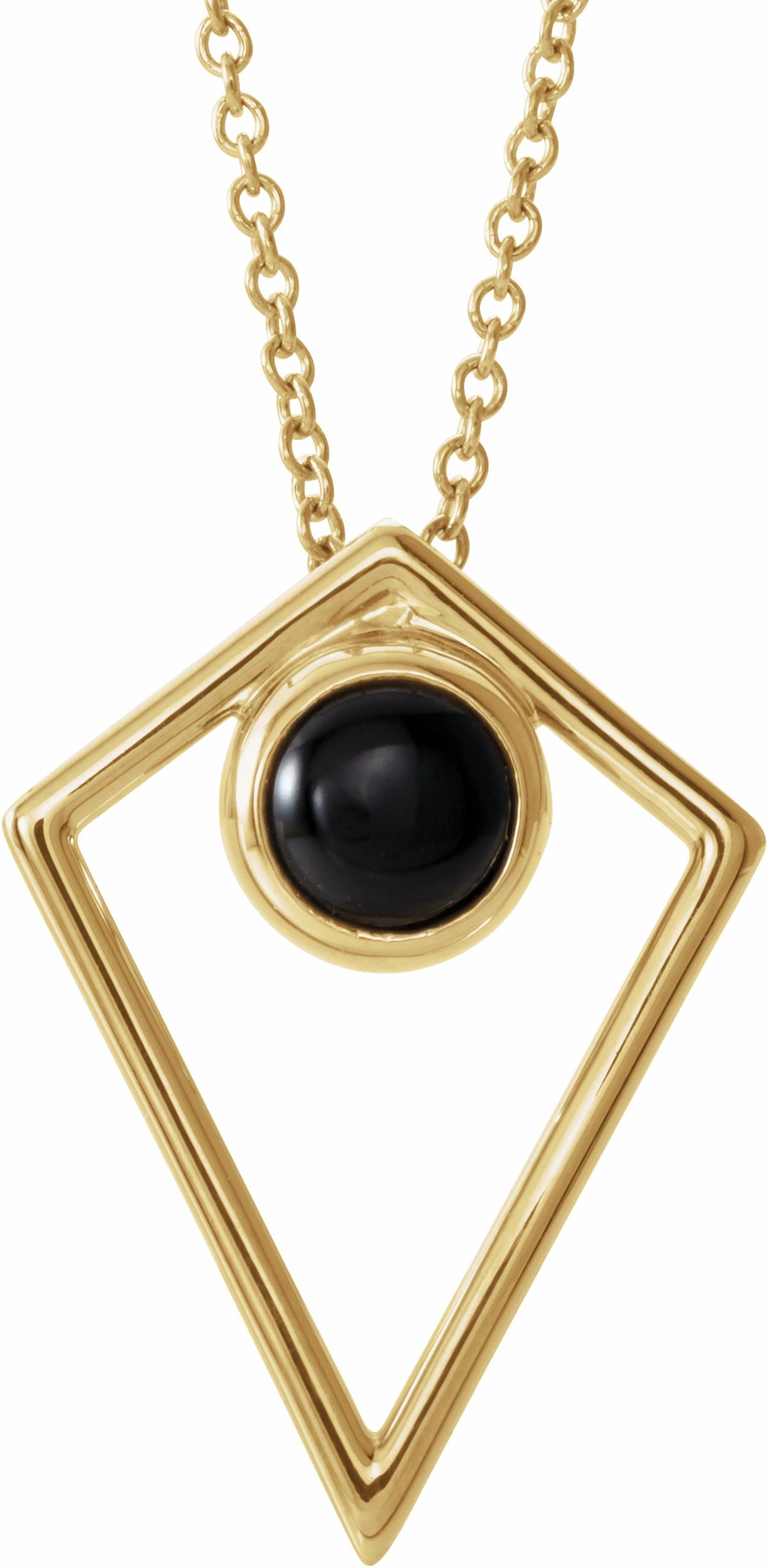 14K Yellow Onyx Cabochon Pyramid 16-18 Necklace